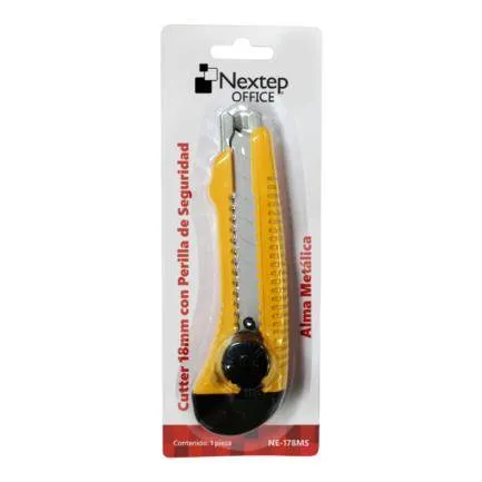Cutter Plástico Nextep NE-178MS Grande Navaja de 18mm Alma de Metal y Perilla de Seguridad  