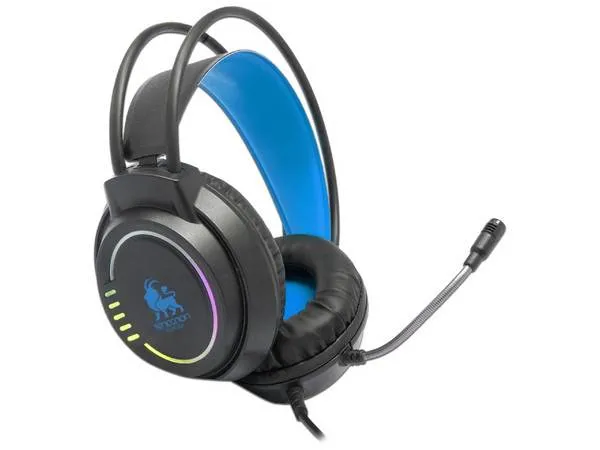 AUDIFONOS HEADSET GAMING OVER-EAR NBHG KIMERA RGB ALAMBRICO 3.5MM USB PC CONSOLAS CELULAR MICROFONO FLEXIBLE INC ADAPTADOR AZUL