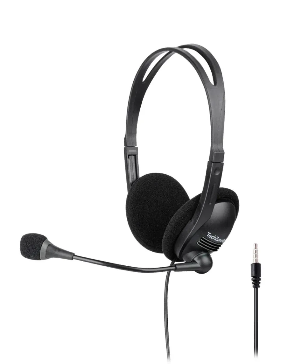 Diadema ligera con micrófono flexible ipara videollamadas.,Tipo de conector: 3.5 mm,Longitud del cable 150 cm,Compatibilidad: Windows, MacOS y Android