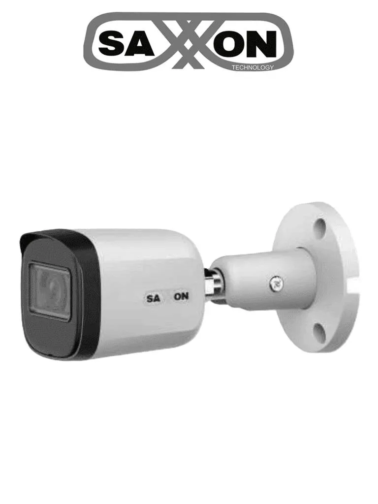 SAXXON SUA-HAC-B20M-0280B- Cámara Tipo Bala de 2 Mp & 1080P/ Lente de 2.8 mm,100°/ Iluminación IR Inteligente 30m Para Exterior IP67 Cámara Metálica