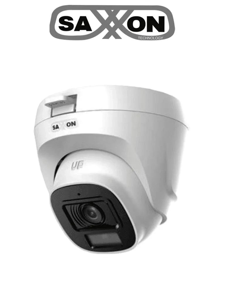 SAXXON SUA-HAC-T20P-0280B- Cámara Turret de 2 Megapíxeles/ Lente de 2.8 mm con Visión de Apertura de Hasta 100°/ Policarbonato/ IR de Hasta 20m