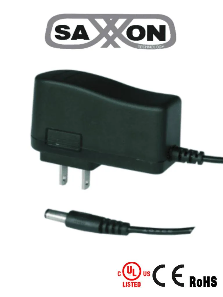 SAXXON PSU1201E - Fuente de Poder Regulada de 12 Vcc 1 Amper/ Conector Macho/ Especial para Camaras de CCTV/ Usos Multiples