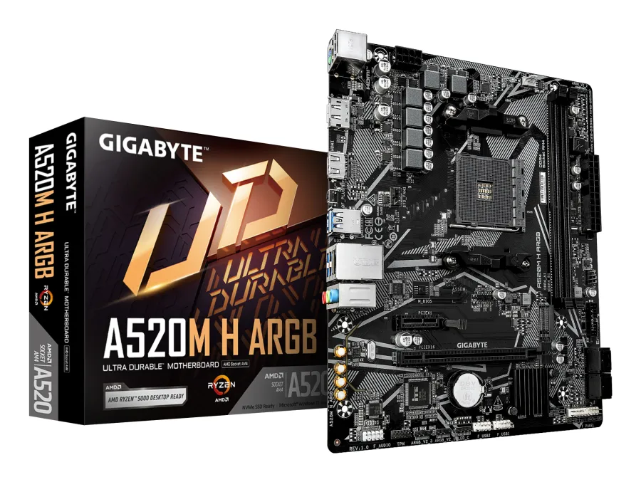 TARJETA MADRE GIGABYTE MICRO ATX A520M H ARGB, DDR4, AM4, 64 GB, PARA AMD