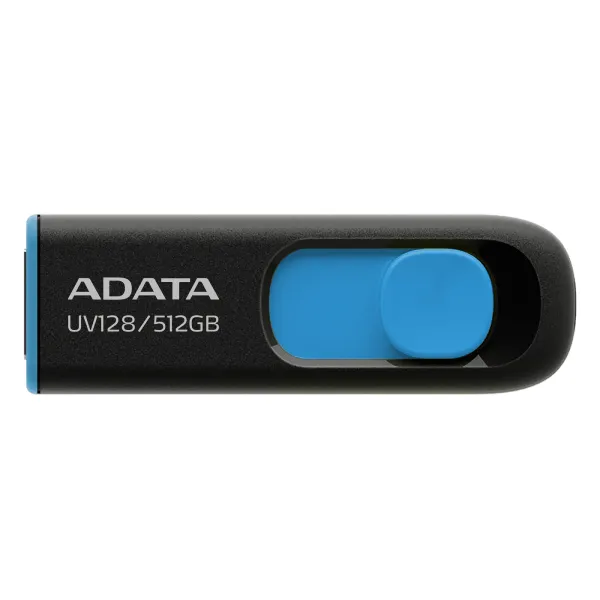  Memoria USB ADATA UV128 512GB USB 3.2 Gen1 (compatible con USB 2.0). Color Negro/Azul. AUV128-512G-RBE
