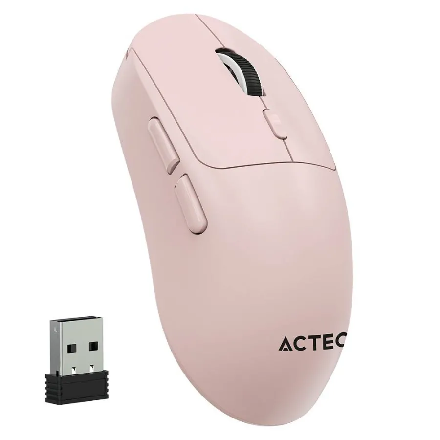 Mouse Ergonómico Multidispositivo Instinct Click MI484 / hasta 3,200 DPI Ajustable / 2.4 Ghz + Bluetooth / 5 Botones / Recargable / Advanced Series / Rosa