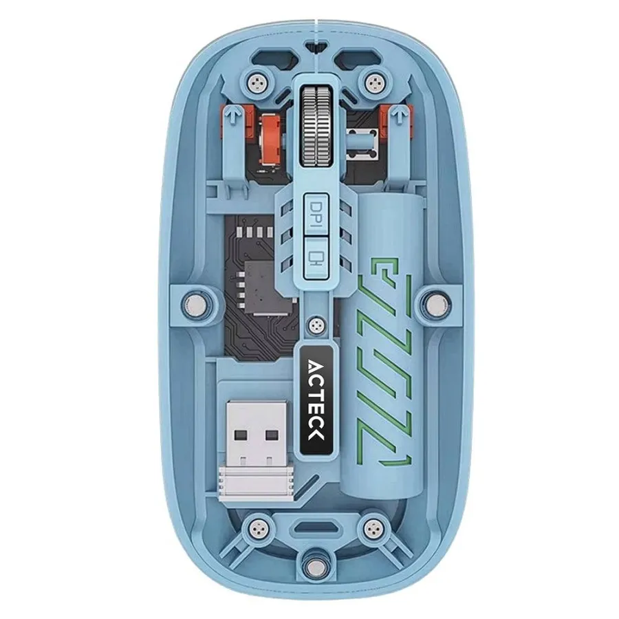 Mouse Inalámbrico Ultra Delgado Multidispositivo Aero One MI455A / hasta 3,200 DPI Ajustable / 2.4 Ghz + Bluetooth 5.2 / 5 Botones / Recargable / Advanced 
