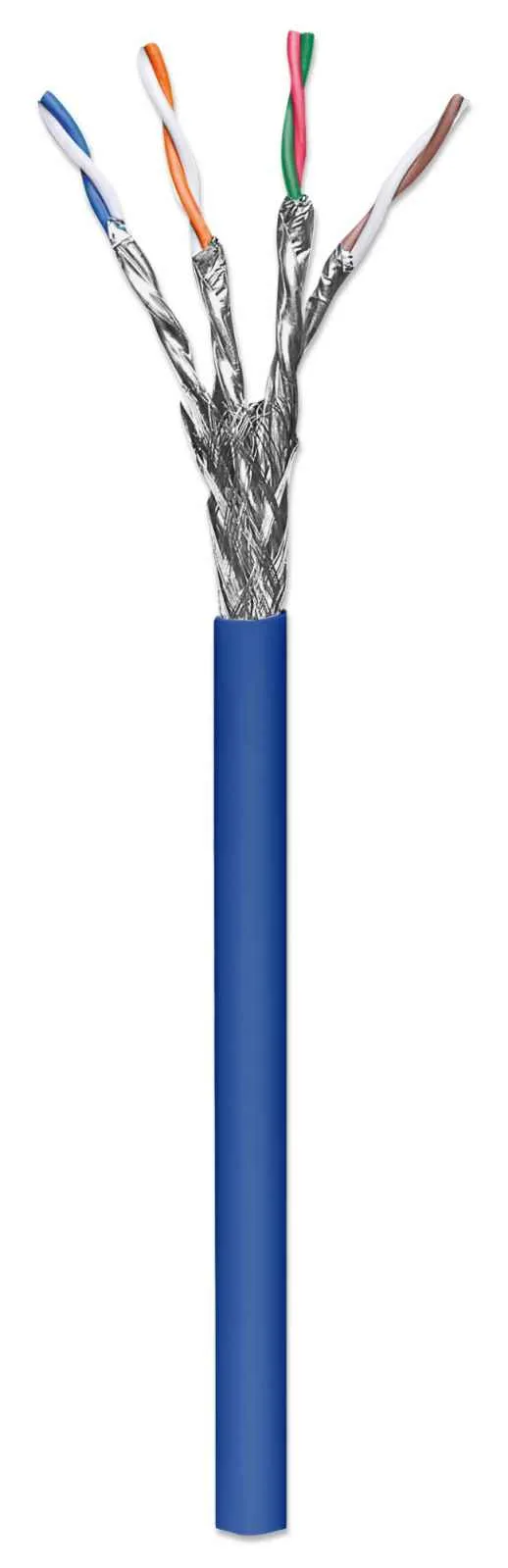 Bobina de cable de red SFTP, Solida, 705042, 100% Cobre, 305 m, CAT 6a, Color Azul, 4 pares, 24 AWG