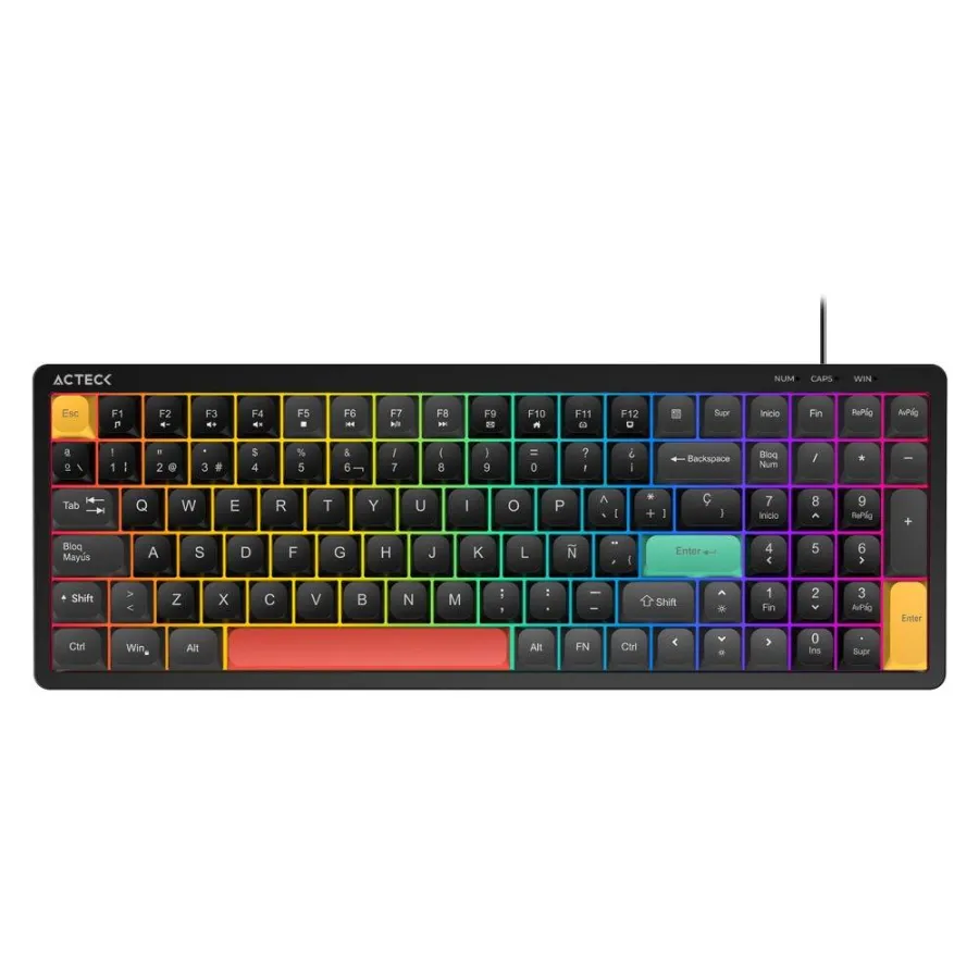 Teclado Alambrico TECHNO CORE TA780 ACTECK  Teclas de Bajo Perfil, Iluminacion RGB, Usb C a USB A